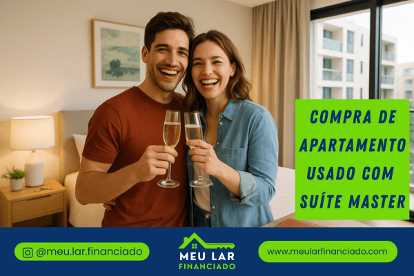 Família feliz depois de comprar seu apartamento usado com suíte master