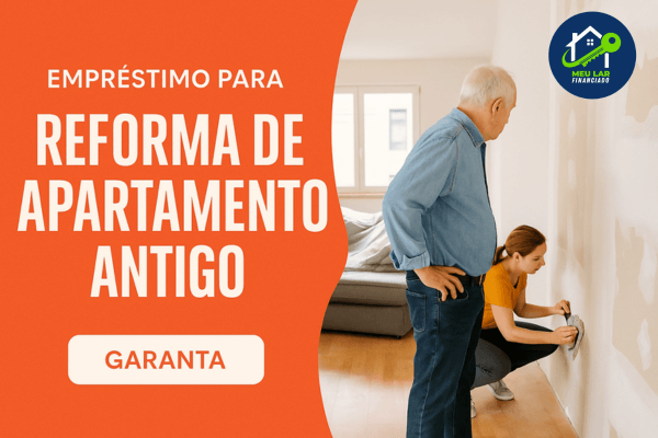Casal realizando melhorias com empréstimo reforma apartamento antigo em sala iluminada